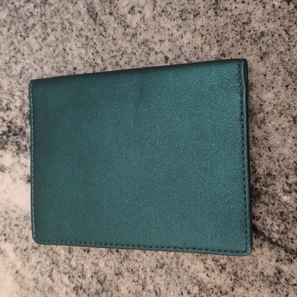 Coach Metallic Teal Blue Passport Wallet - Picture 2 of 6
